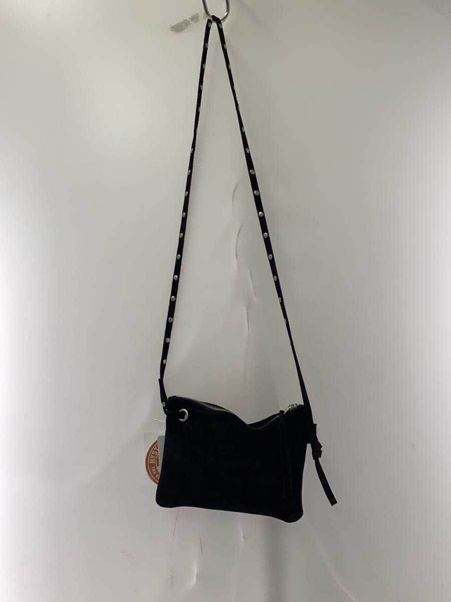 HYSTERIC GLAMOUR Logo Stud Sacoche Shoulder Bag Suede Black Solid Color 3