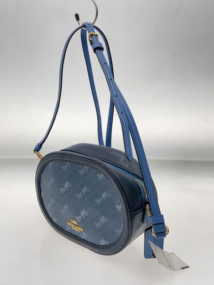 COACH Shoulder Bag Leather BLU All Over Pattern 2