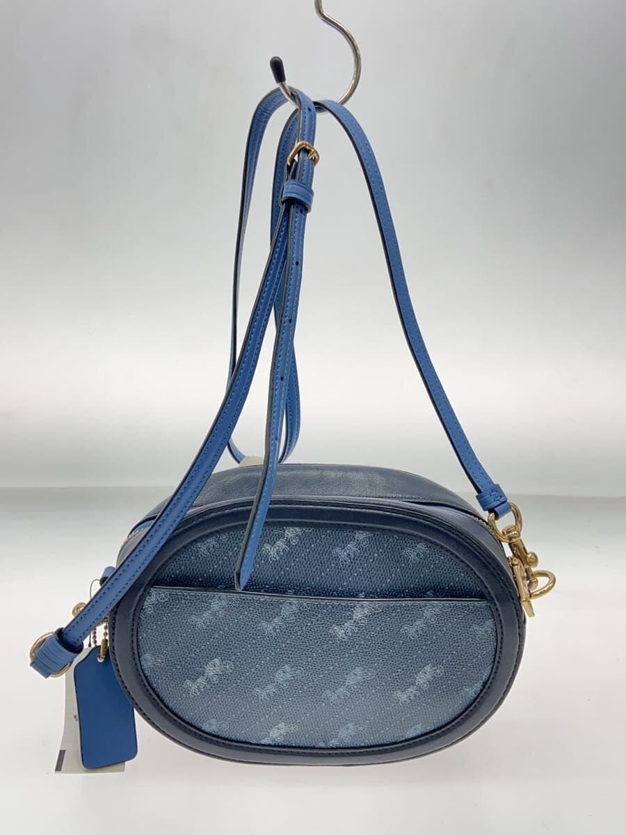 COACH Shoulder Bag Leather BLU All Over Pattern 3