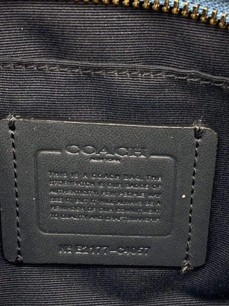 COACH Shoulder Bag Leather BLU All Over Pattern 5