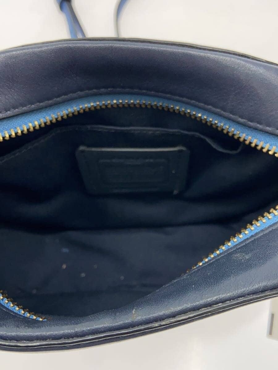COACH Shoulder Bag Leather BLU All Over Pattern 6