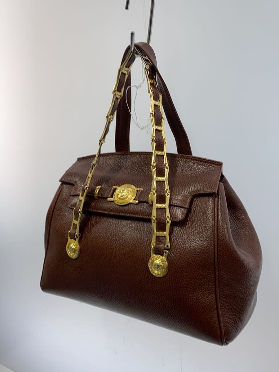 GIANNI VERSACE Handbag Leather BRW Solid 2