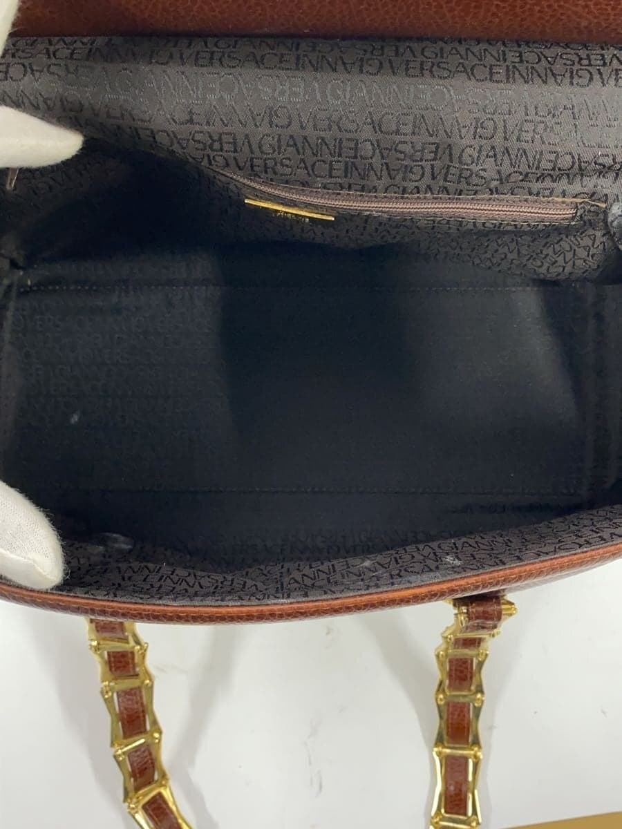 GIANNI VERSACE Handbag Leather BRW Solid 6