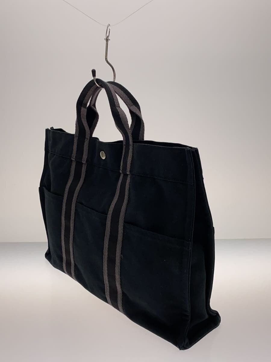 HERMES Tote Bag Canvas BLK Solid 2