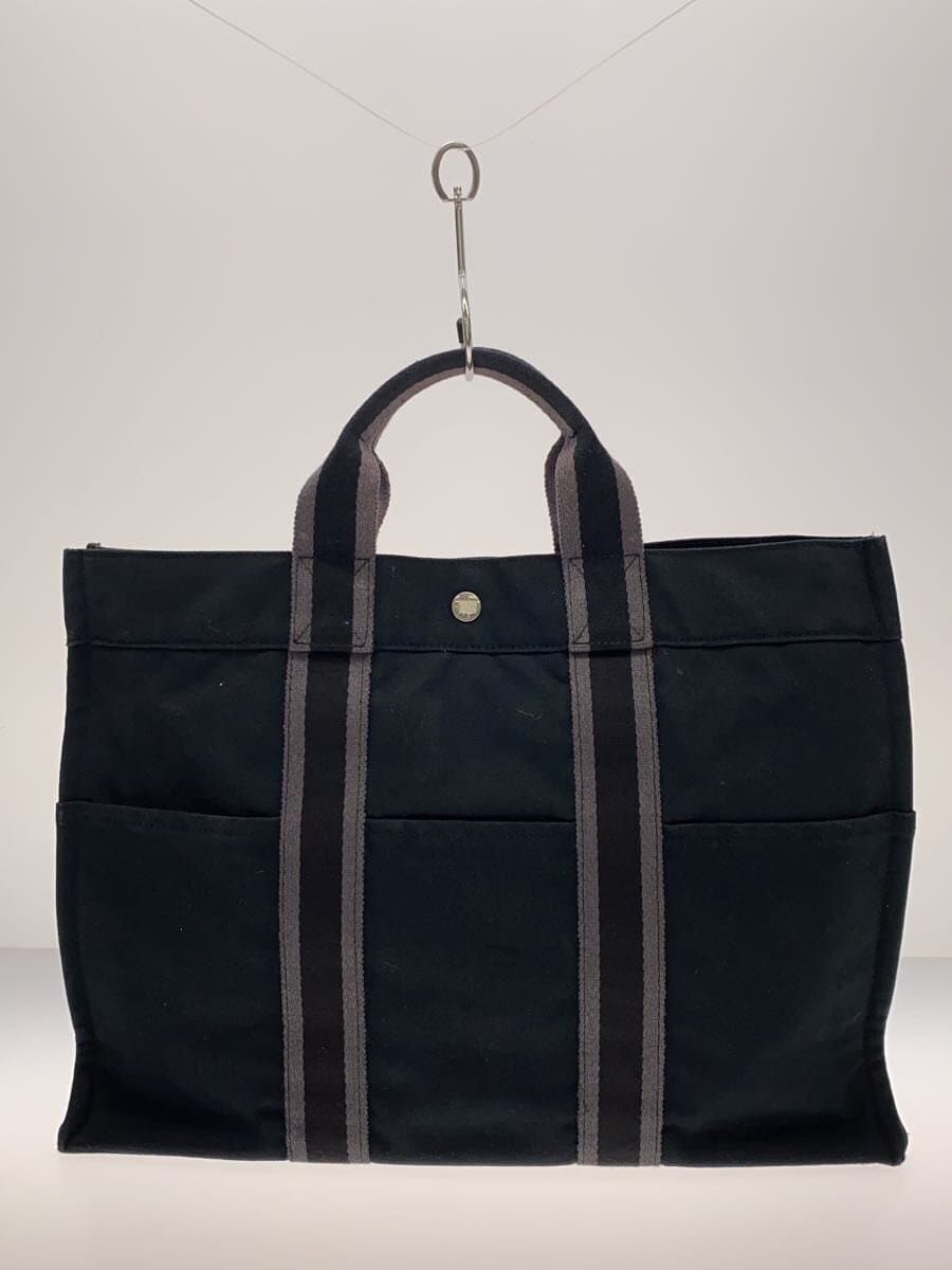 HERMES Tote Bag Canvas BLK Solid 3
