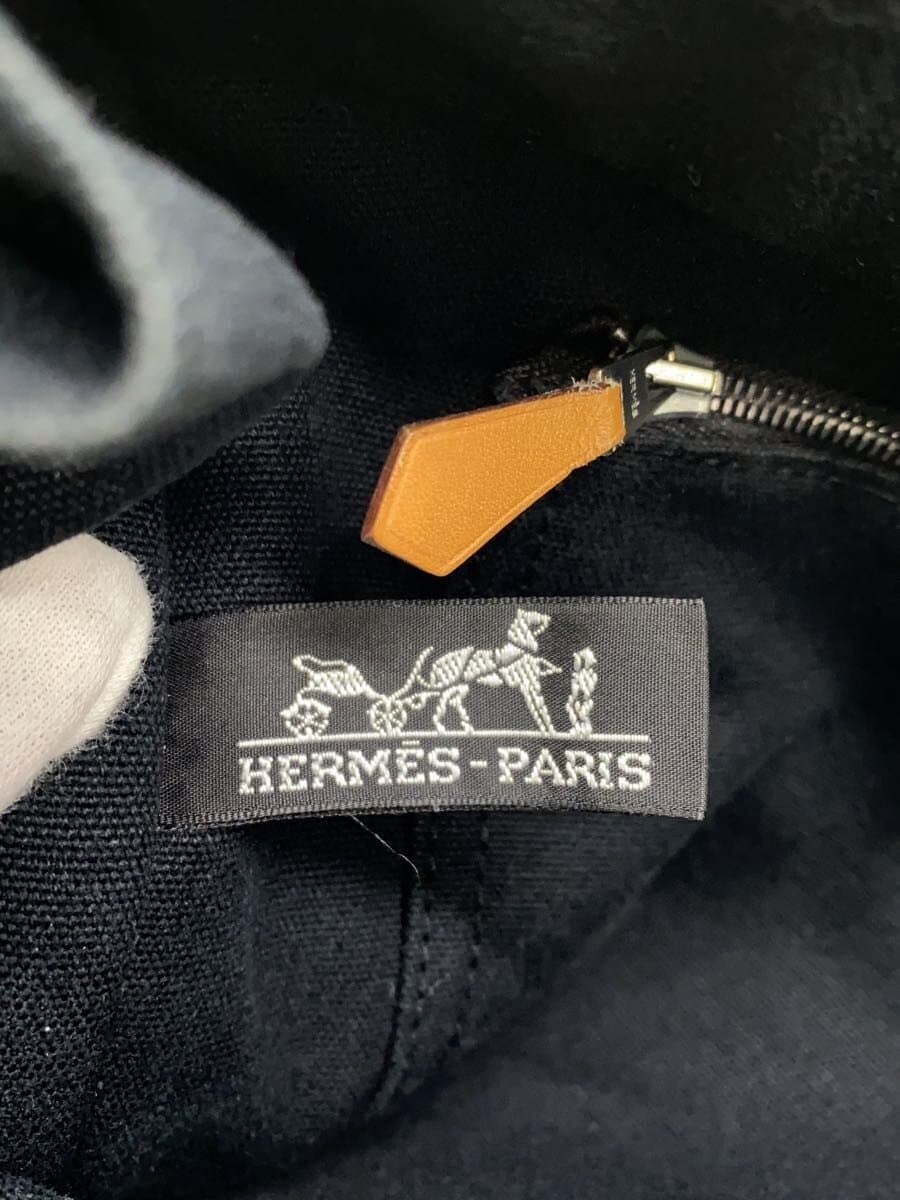 HERMES Tote Bag Canvas BLK Solid 5