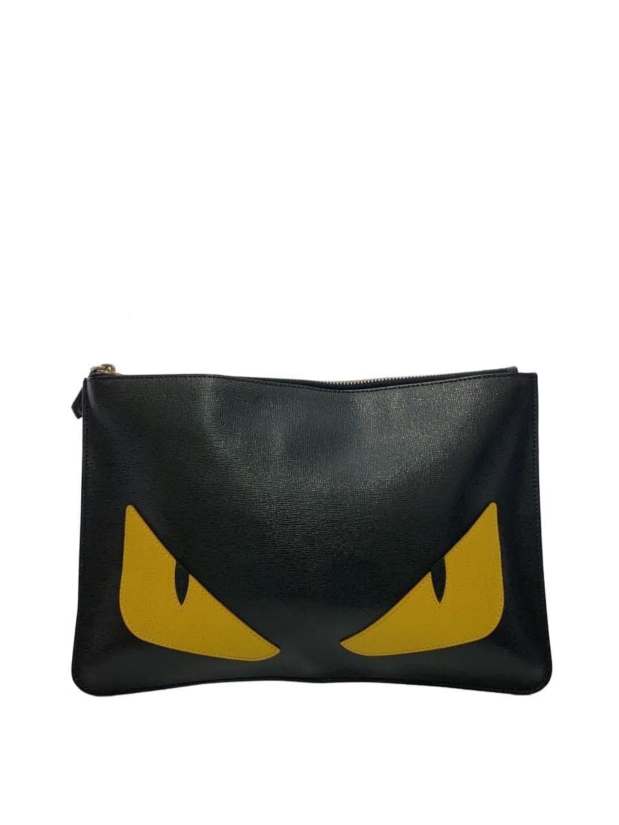 FENDI Clutch Bag Leather BLK
