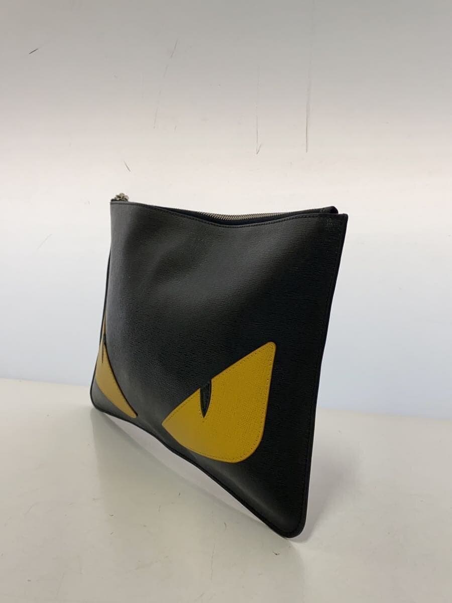 FENDI Clutch Bag Leather BLK 2