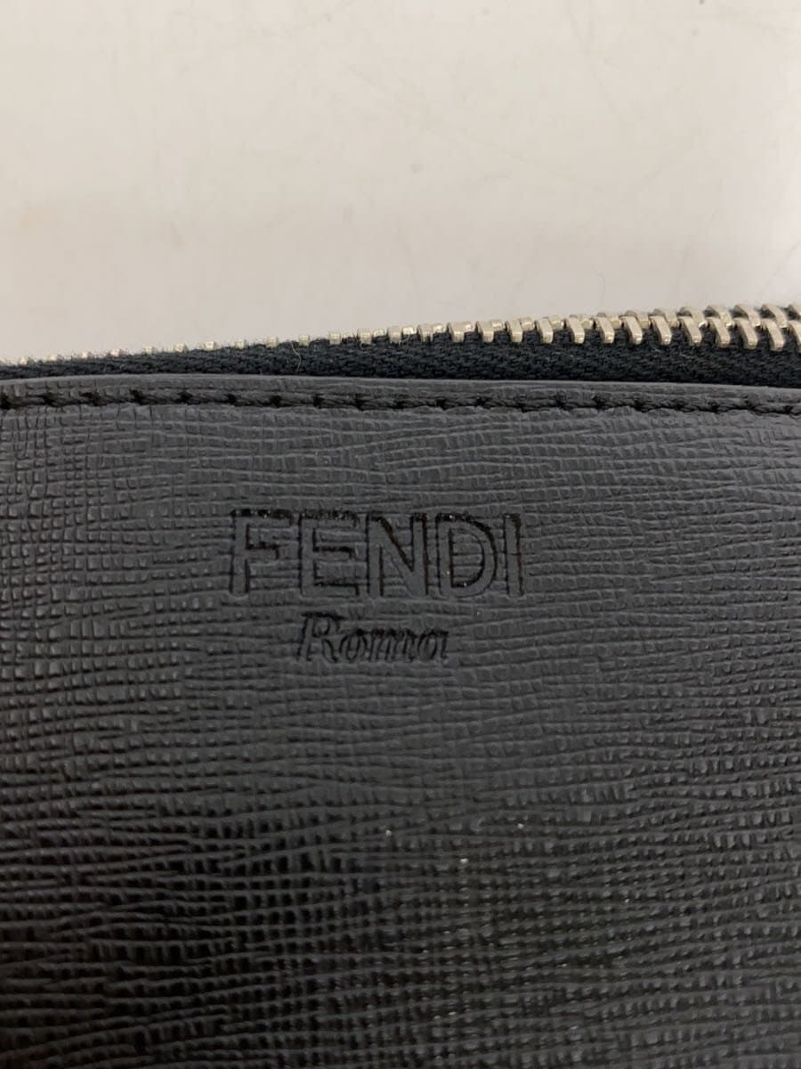 FENDI Clutch Bag Leather BLK 5