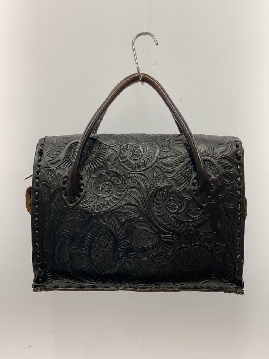 Carving Tribes Tote Bag Leather BLK All Over Pattern 3