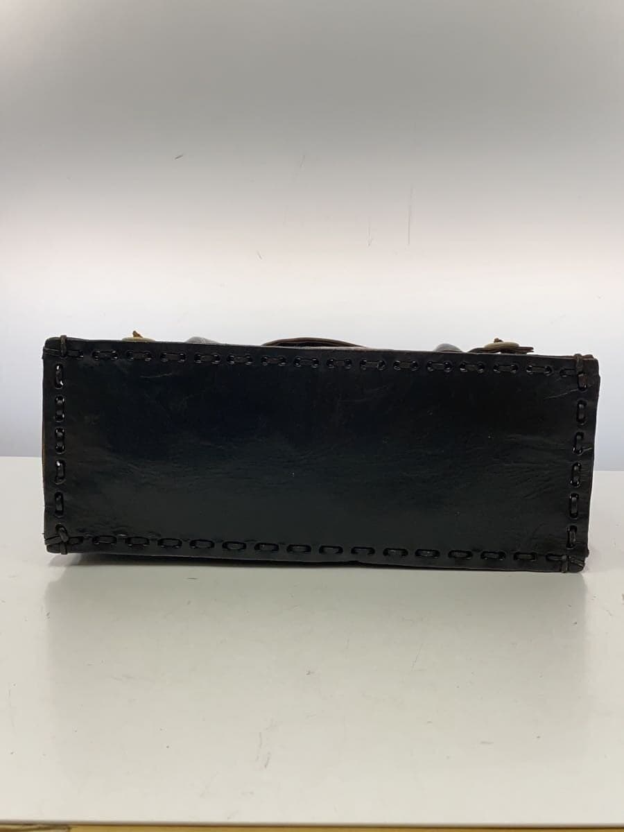 Carving Tribes Tote Bag Leather BLK All Over Pattern 4