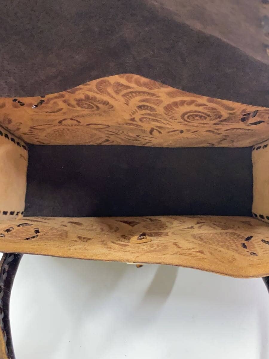 Carving Tribes Tote Bag Leather BLK All Over Pattern 6