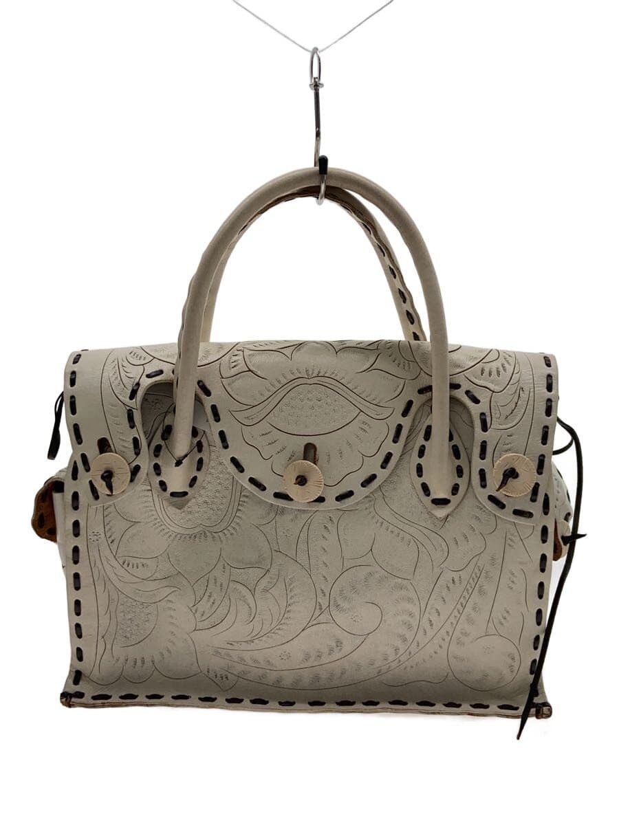 Carving Tribes Handbag Leather WHT