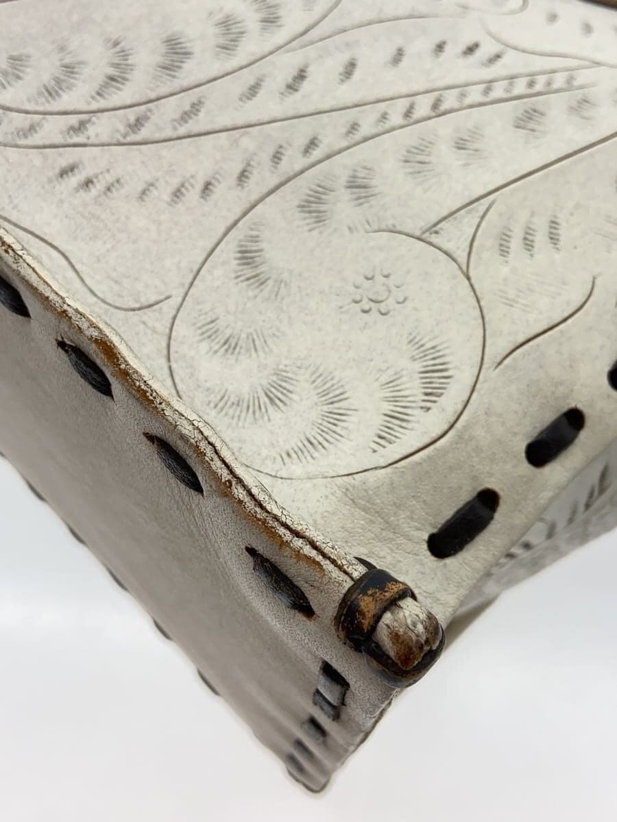 Carving Tribes Handbag Leather WHT 6