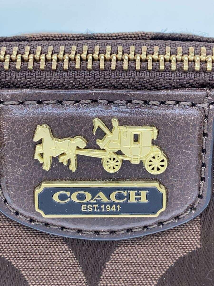 COACH Handbag Madison Op Art Dark Brown Leather Canvas BRW Allover Pattern 18651 5