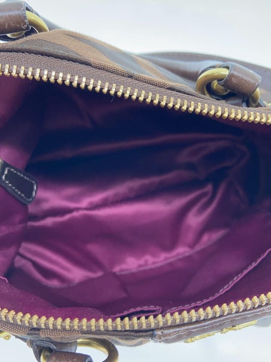 COACH Handbag Madison Op Art Dark Brown Leather Canvas BRW Allover Pattern 18651 6