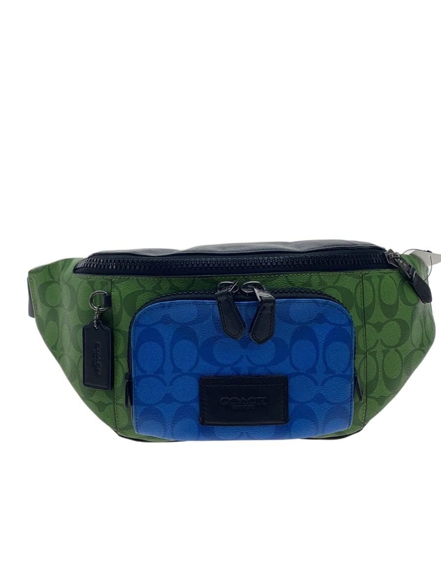 COACH Waist Bag_Signature_Color Block Leather GRN Allover Pattern C9892