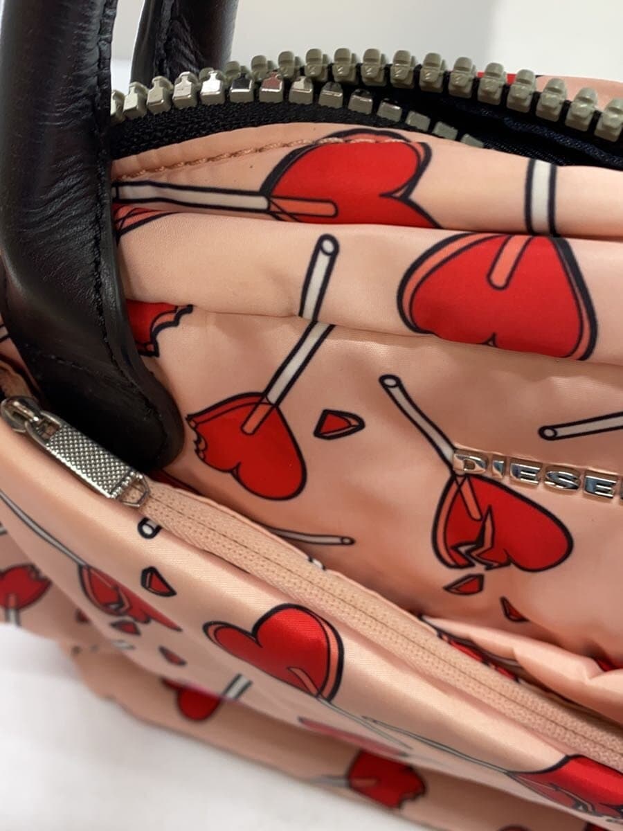 DIESEL Handbag Nylon PNK All Over Pattern Heart Pattern Stain Considered 8