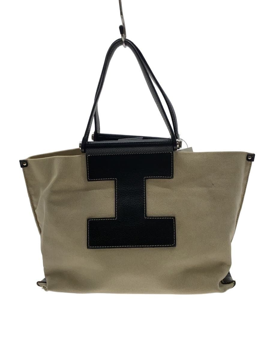 IACUCCI Handbag Canvas BEG Solid Color 4091 Has stains, scratches, and holes