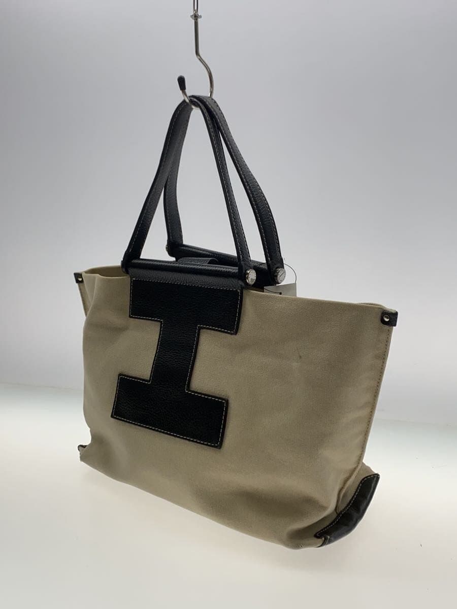 IACUCCI Handbag Canvas BEG Solid Color 4091 Has stains, scratches, and holes 2