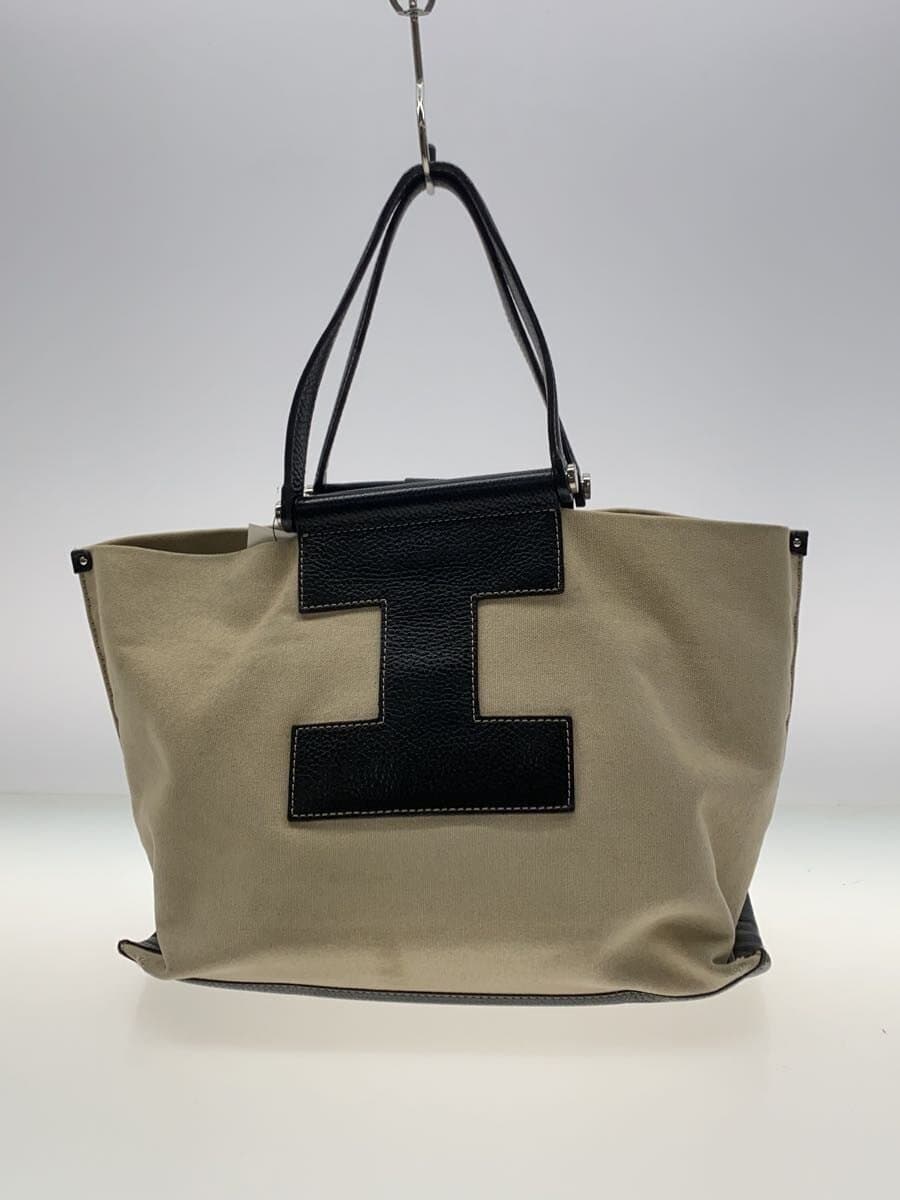 IACUCCI Handbag Canvas BEG Solid Color 4091 Has stains, scratches, and holes 3