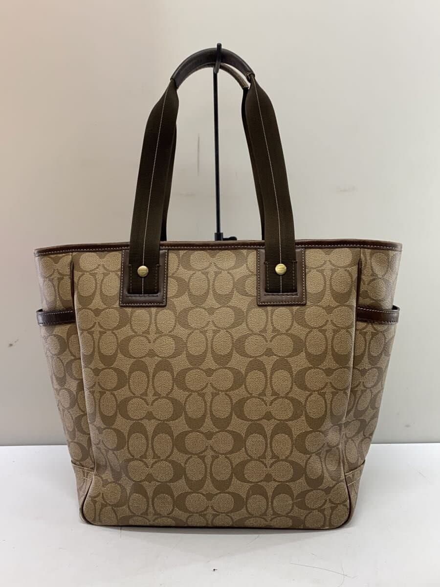 COACH Handbag PVC BRW All-over Print F70074 Heritage Stripe Slight scuffing on 3