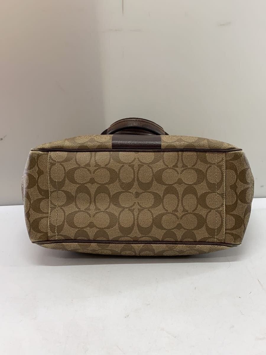 COACH Handbag PVC BRW All-over Print F70074 Heritage Stripe Slight scuffing on 4