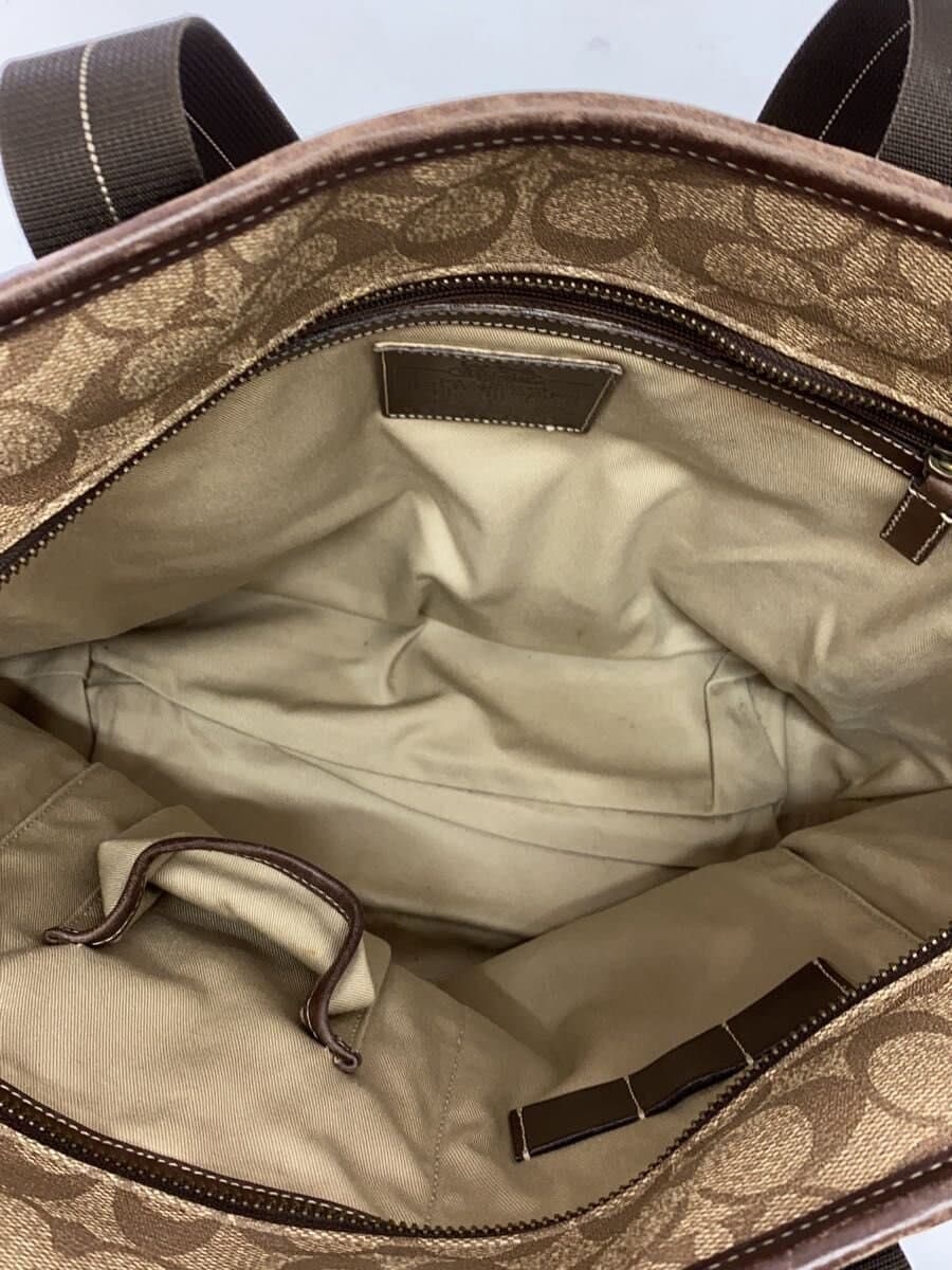 COACH Handbag PVC BRW All-over Print F70074 Heritage Stripe Slight scuffing on 6