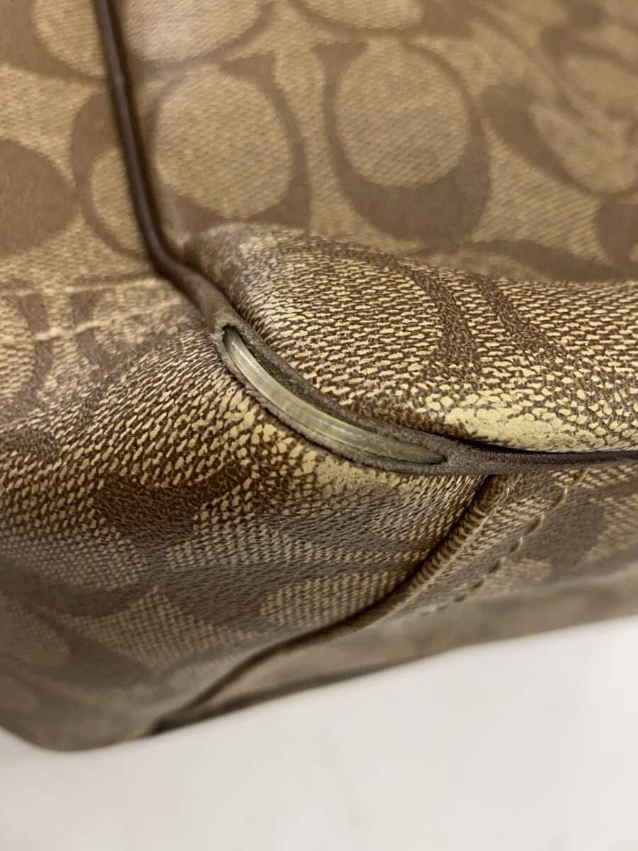 COACH Handbag PVC BRW All-over Print F70074 Heritage Stripe Slight scuffing on 7