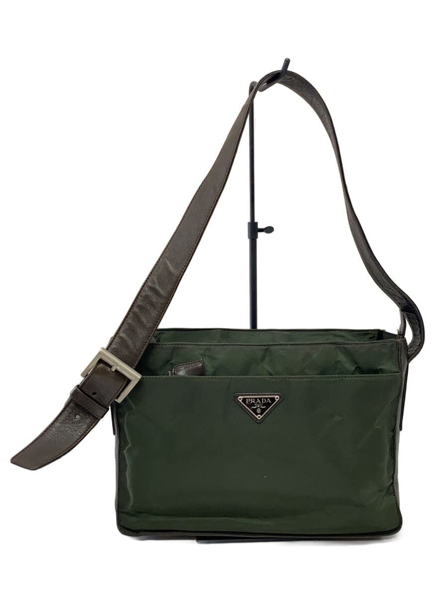 PRADA shoulder bag nylon GRN leather × nylon mini shoulder