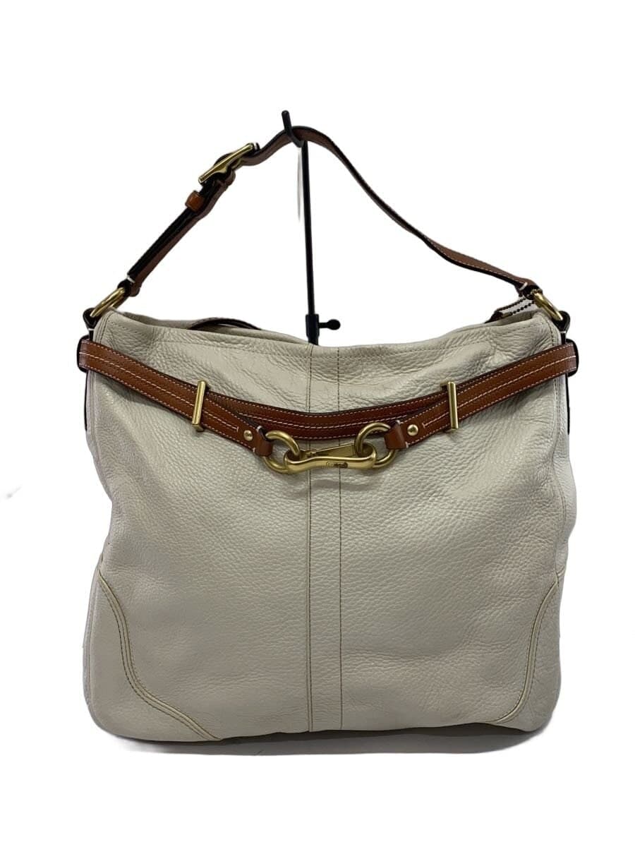 COACH Shoulder Bag Leather BEG Solid Color F12460