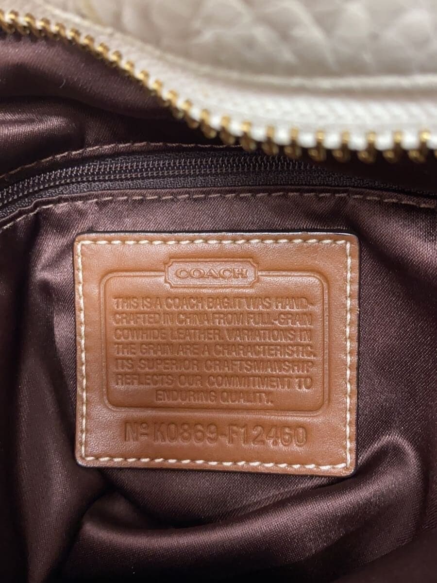 COACH Shoulder Bag Leather BEG Solid Color F12460 5