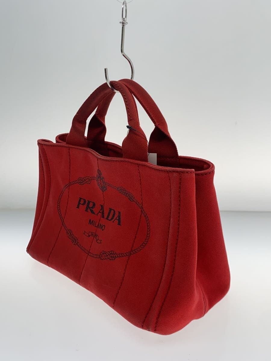 PRADA Tote Bag Canvas RED 2
