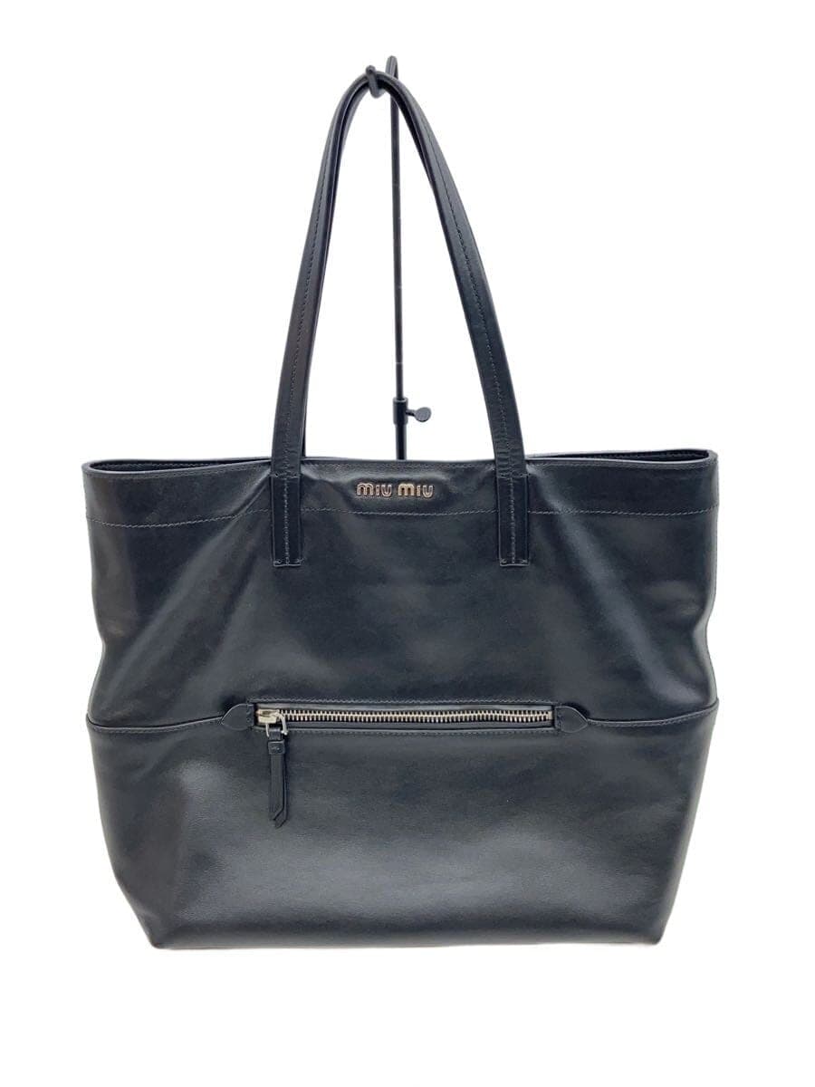 MIU MIU Tote Bag Leather BLK