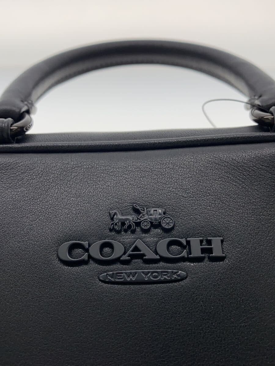 COACH shoulder bag leather black plain CT776 5