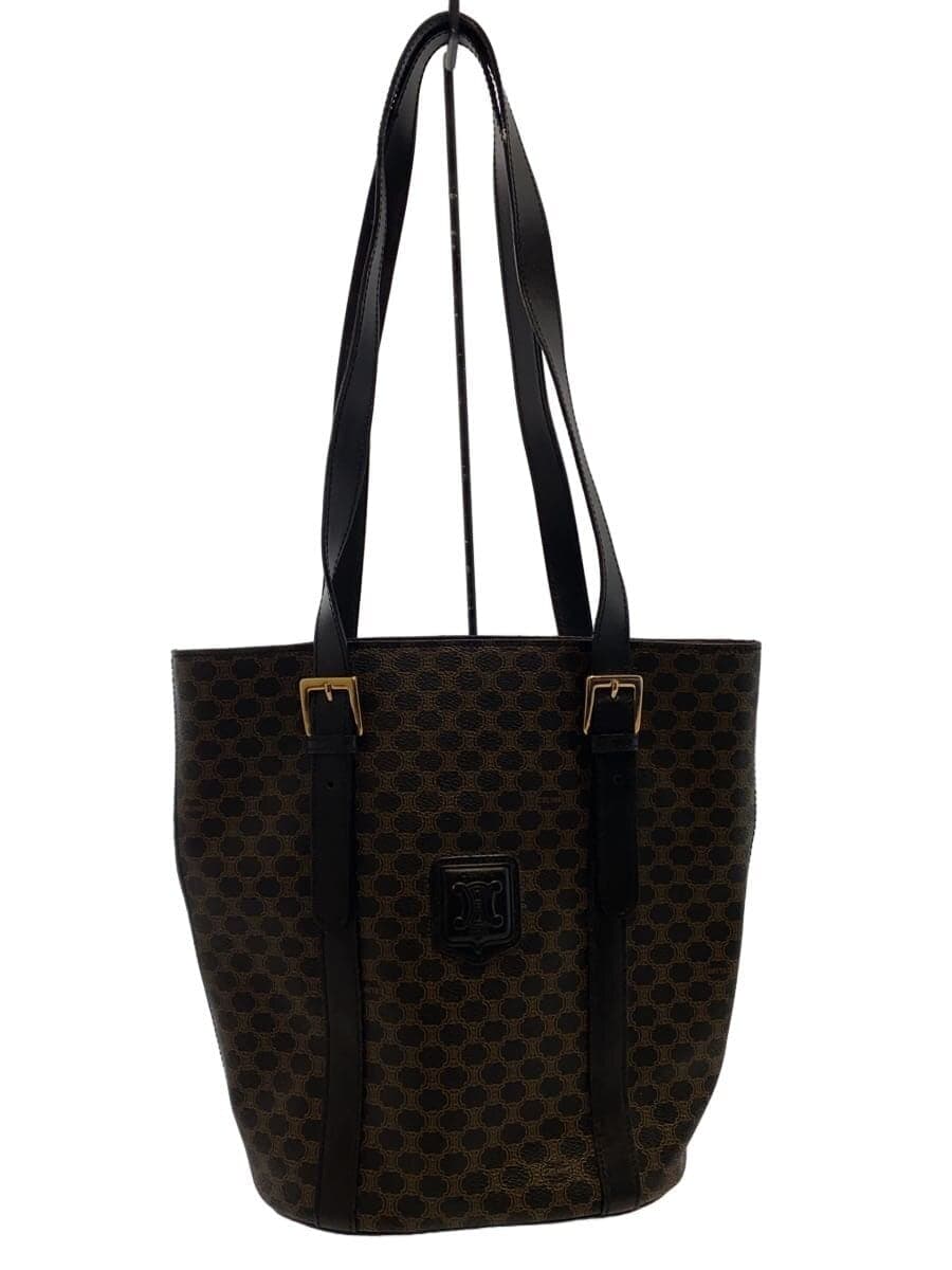 CELINE Black Macadam Pattern Handle Damage Tote Bag PVC BLK All Over Pattern