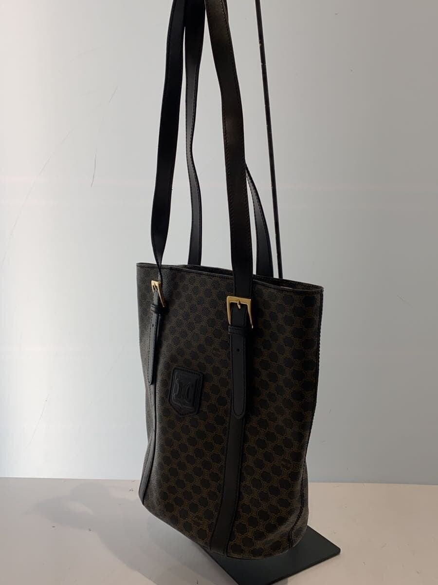 CELINE Black Macadam Pattern Handle Damage Tote Bag PVC BLK All Over Pattern 2