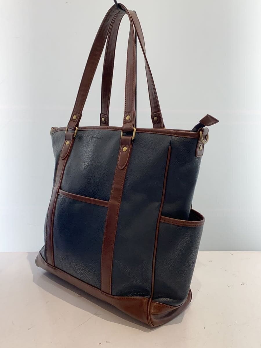 NAUGHTIAM Tote Bag Leather NVY Solid 2