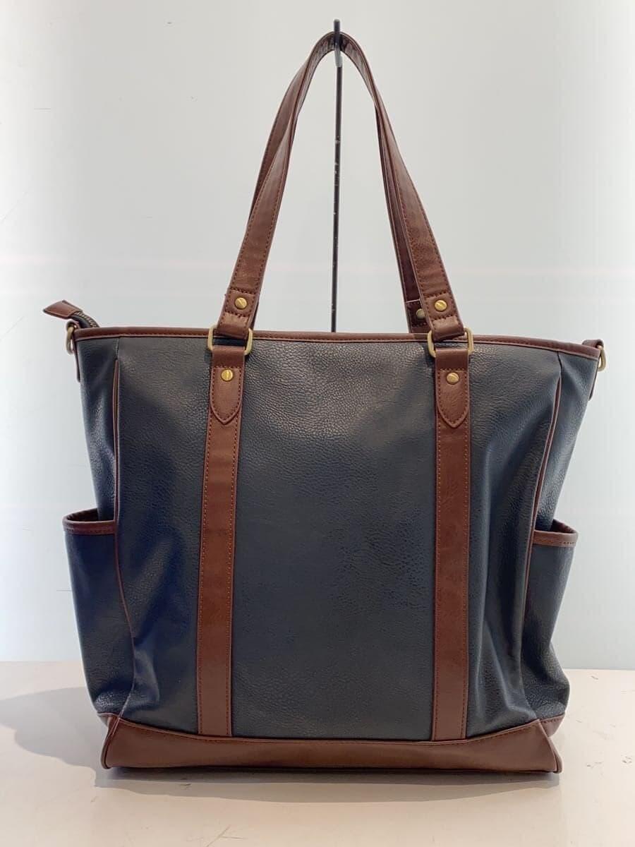 NAUGHTIAM Tote Bag Leather NVY Solid 3