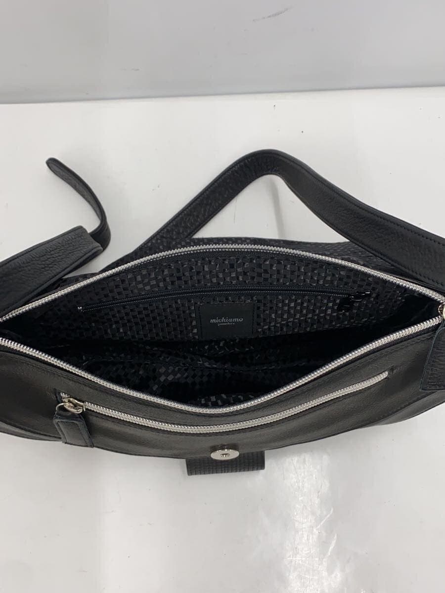 Michiamo shoulder bag leather BLK plain 6