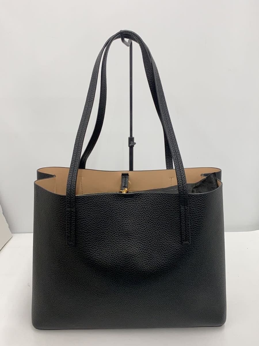 TORY BURCH tote bag leather BLK plain 3