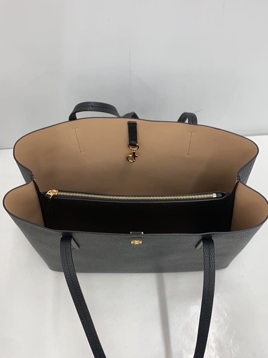 TORY BURCH tote bag leather BLK plain 6