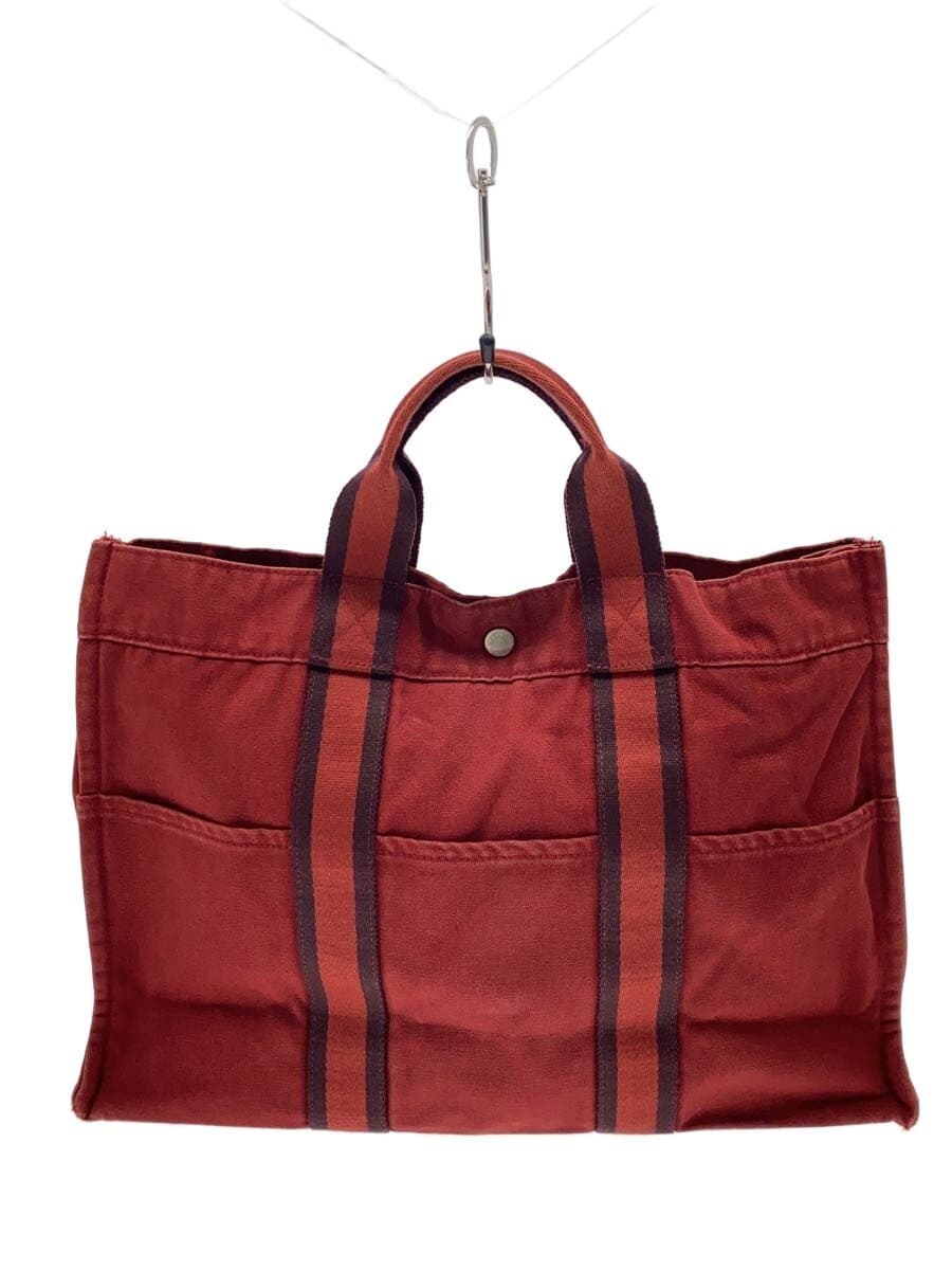HERMES Tote Bag Canvas RED