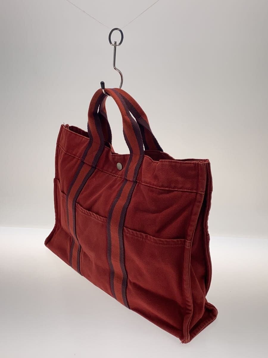 HERMES Tote Bag Canvas RED 2