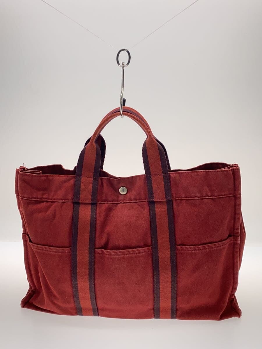 HERMES Tote Bag Canvas RED 3