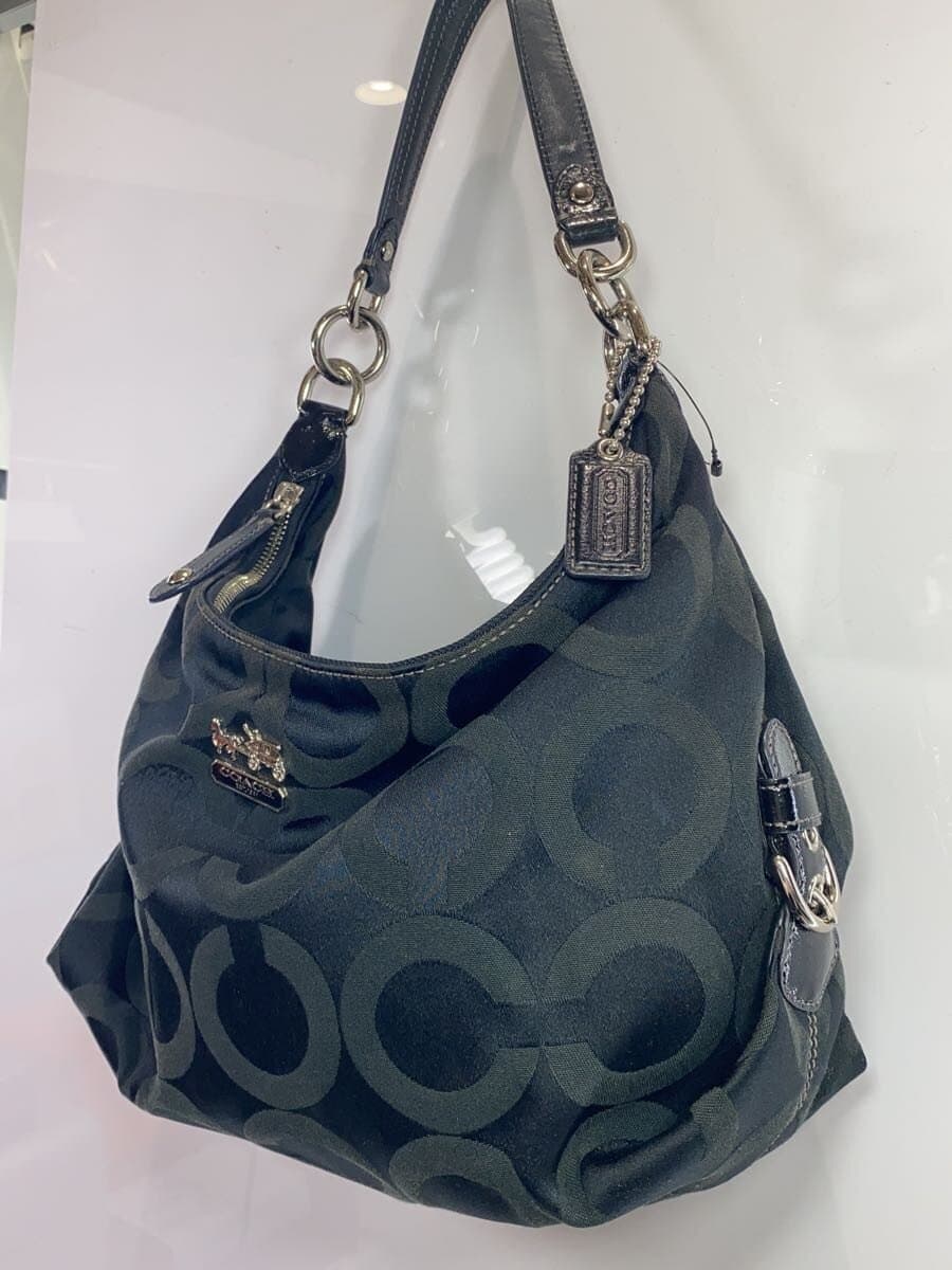COACH Shoulder Bag Op Art Canvas BLK 14337 2