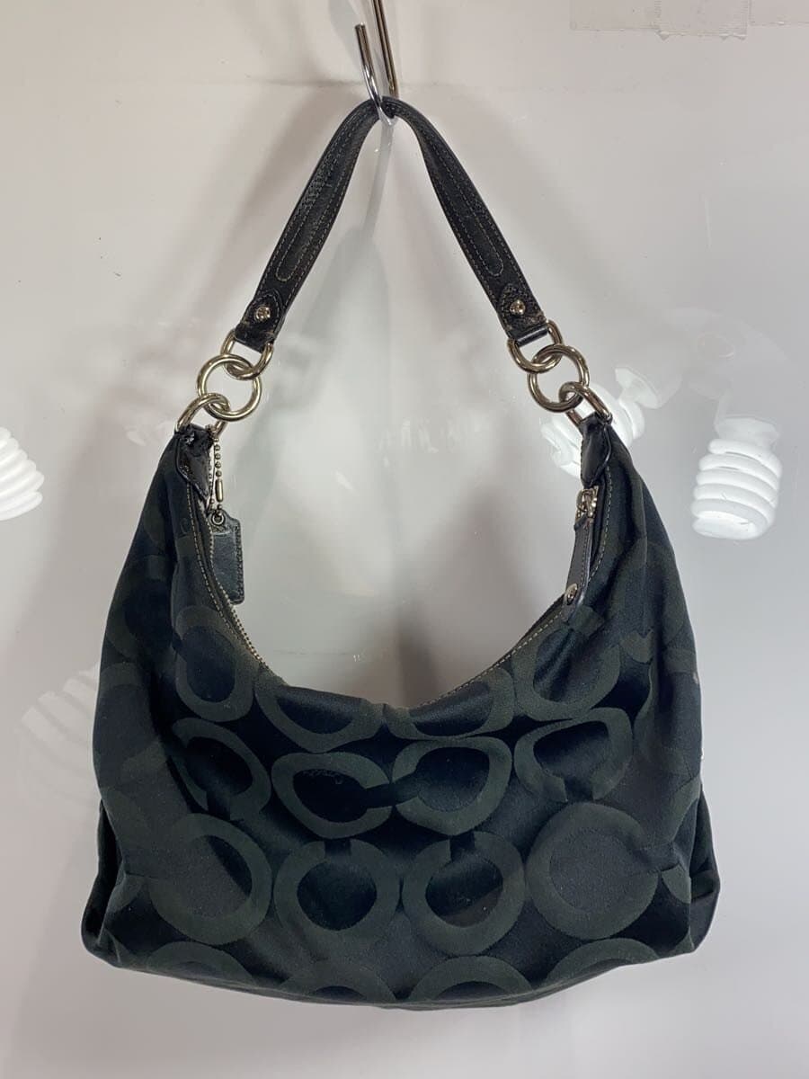 COACH Shoulder Bag Op Art Canvas BLK 14337 3