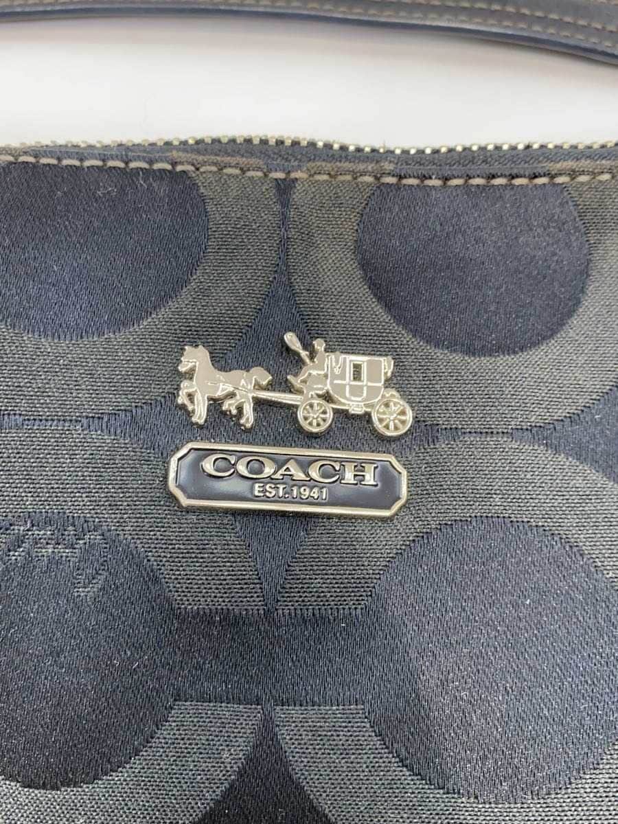 COACH Shoulder Bag Op Art Canvas BLK 14337 5