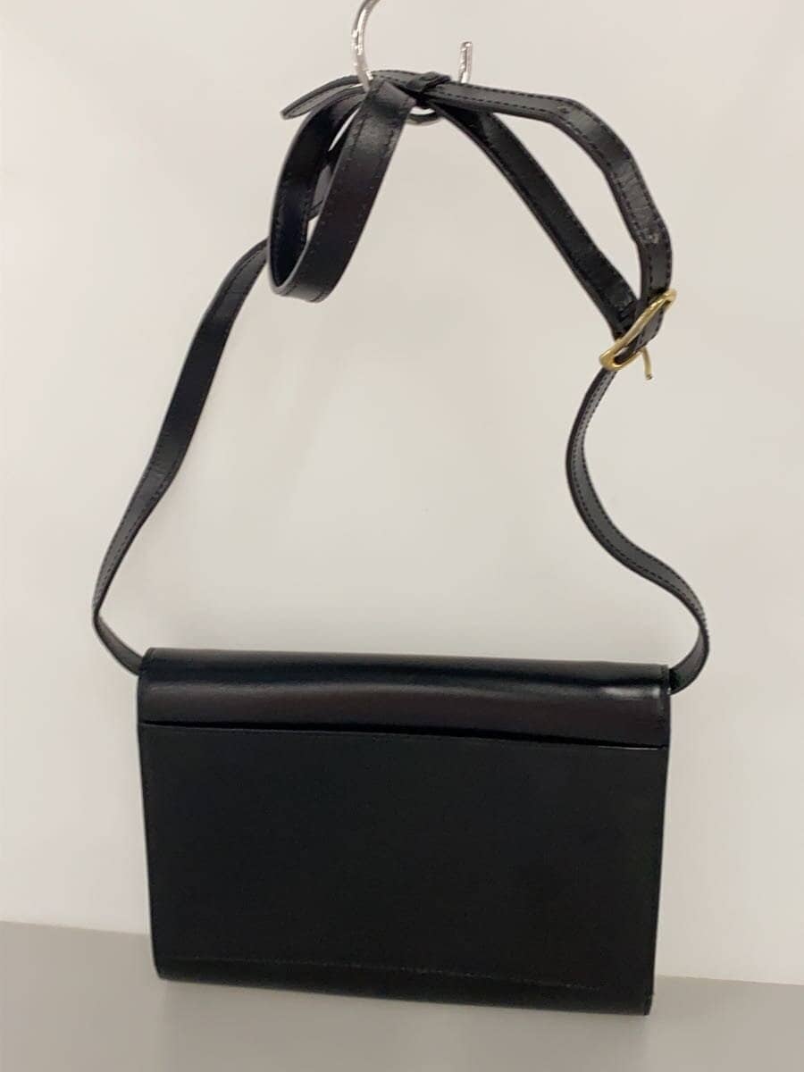 CELINE Circle Logo Shoulder Shoulder Bag Leather BLK 3