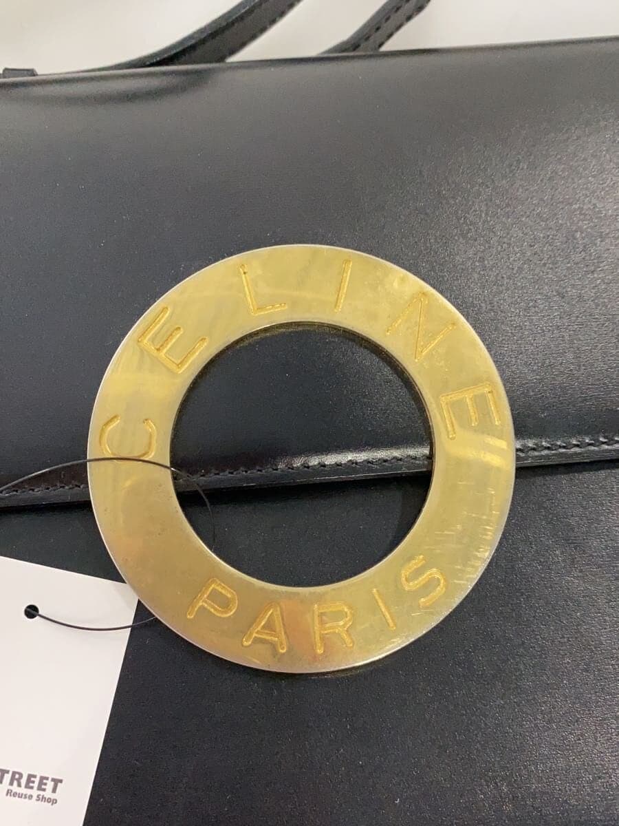 CELINE Circle Logo Shoulder Shoulder Bag Leather BLK 5